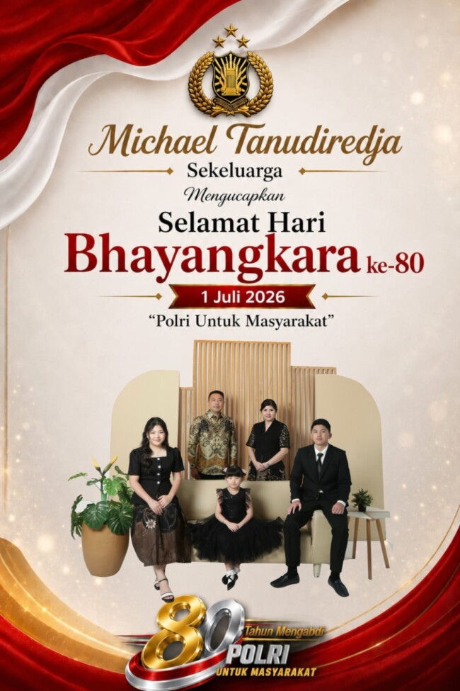 Michael Tanudiredja Sekeluarga -Selamat Hari Bhayangkara ke-80