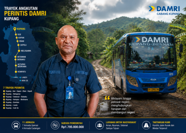 Layani Tujuh Trayek Perintis, DAMRI Kupang Hadapi Tantangan Jalan Rusak dan Minimnya Penumpang 1 IMG 20260617 152827