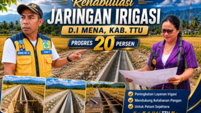 Progres Rehabilitasi Jaringan Irigasi DI Mena Capai 20 Persen, Konstruksi Saluran jauh lebih Baik, produktivitas pertanian meningkat