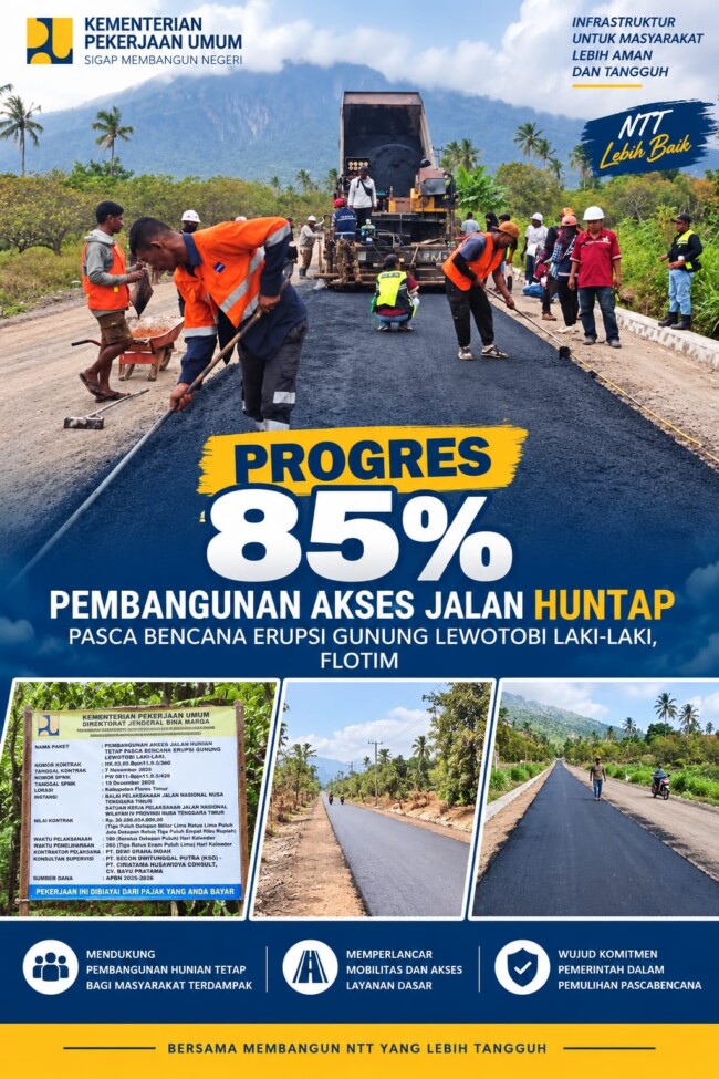 Pembangunan dan peningkatan ruas Jalan Nasional Simpang Hokeng–Simpang Pululera, Kecamatan Wulanggitang, Kabupaten Flores Timur.