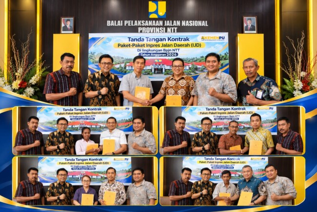 BPJN NTT teken kontrak 6 paket Fisik dan 1 Paket Pengawasan